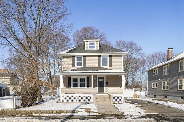 front facade with a porch