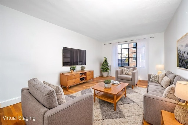 living room with hardwood / wood-style floors