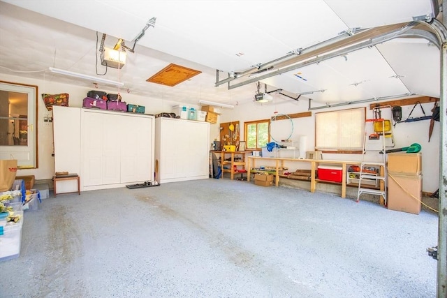 garage with a garage door opener