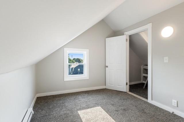 282 Palmer St, New Bedford, MA 02740 - additional living space featuring lofted ceiling, carpet, baseboard heating, and baseboards