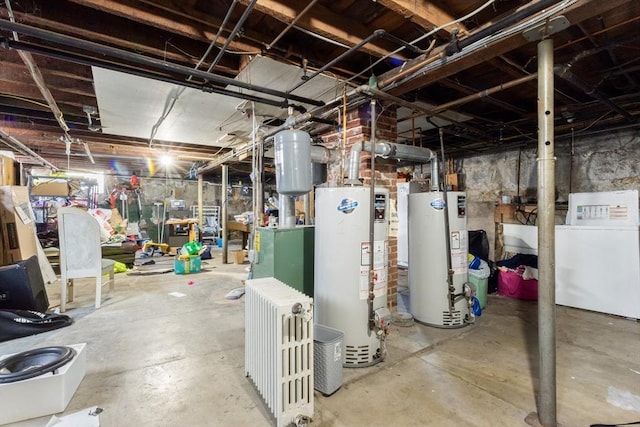 282 Palmer St, New Bedford, MA 02740 - unfinished basement featuring water heater and washer / dryer