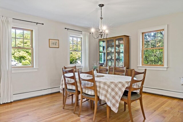 31 Blanding Rd, Rehoboth, MA 02769 - dining room with a chandelier, light wood-style flooring, and baseboard heating