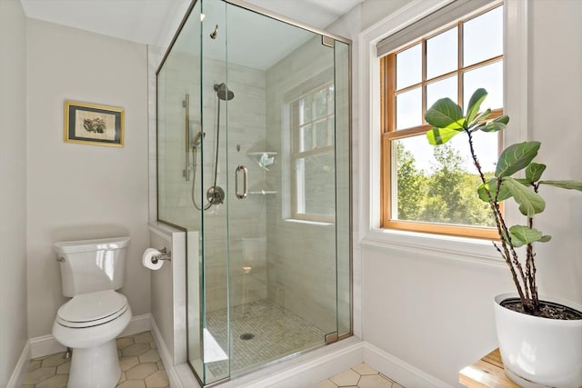 31 Blanding Rd, Rehoboth, MA 02769 - full bathroom with toilet, a stall shower, tile patterned flooring, and baseboards