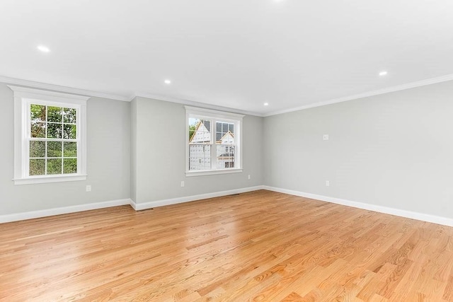 106 Pond St Unit U 30, Attleboro, MA 02703 - spare room with ornamental molding, baseboards, recessed lighting, and light wood-style floors