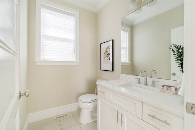 31 Neponset Ave, Boston, MA 02131 - bathroom featuring ornamental molding, vanity, and tile patterned floors