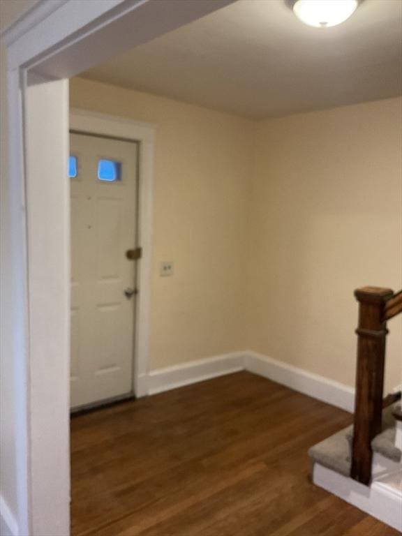 interior space with dark wood-type flooring