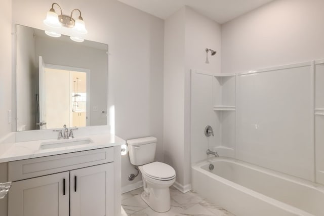 full bathroom featuring vanity, toilet, and shower / bathtub combination