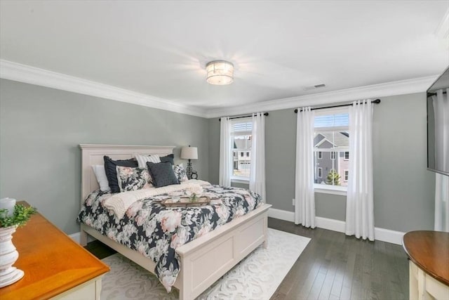 21 Bailey Pond Ln Unit 21, Amesbury, MA 01913 - bedroom featuring ornamental molding, baseboards, and dark wood-type flooring
