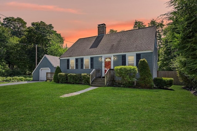 2 Woodbrier Rd, Topsfield, MA 01983 - new england style home featuring a chimney, an outbuilding, and roof with shingles