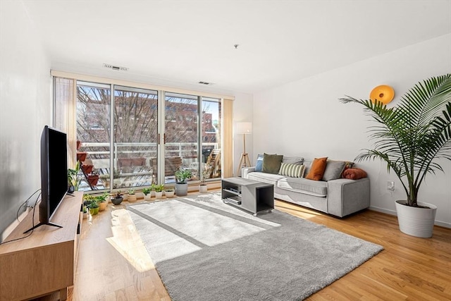 living room featuring light hardwood / wood-style flooring