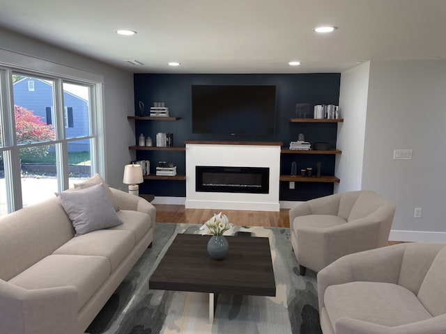 living room featuring hardwood / wood-style flooring