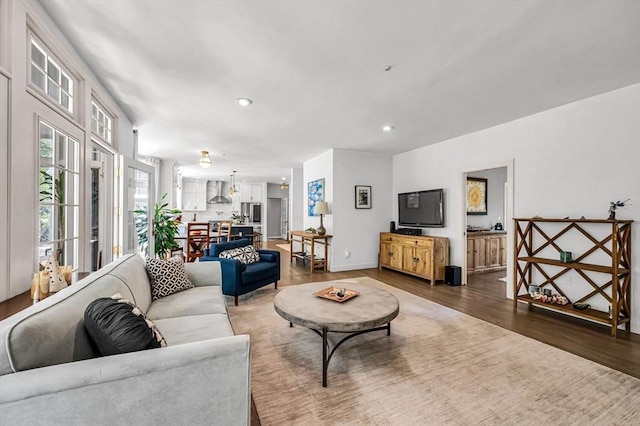 1 Webster Ln, Wilbraham, MA 01095 - living area featuring wood finished floors, recessed lighting, and baseboards