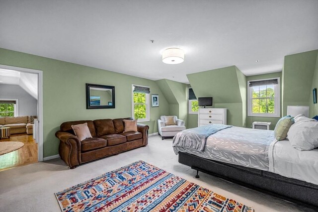 1 Webster Ln, Wilbraham, MA 01095 - bedroom featuring carpet flooring, vaulted ceiling, and baseboards