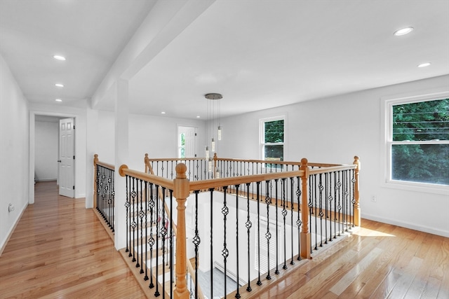 hallway with light wood-type flooring