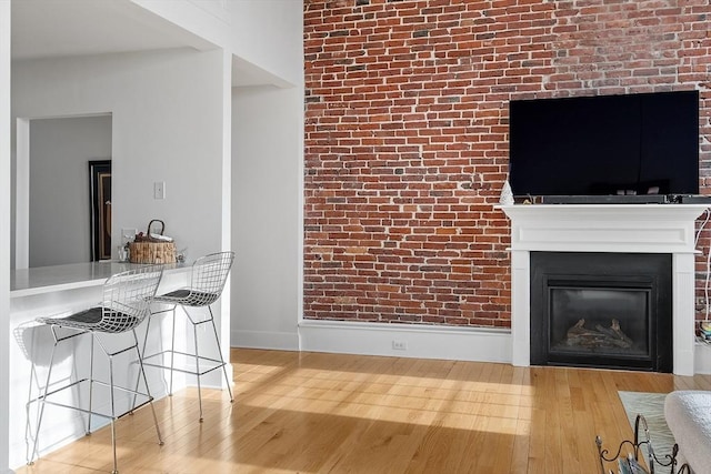 living room featuring light wood-type flooring