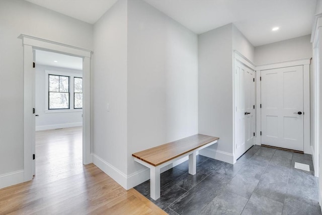 92 Whiffletree Ave, Brewster, MA 02631 - mudroom featuring baseboards, recessed lighting, and wood finished floors