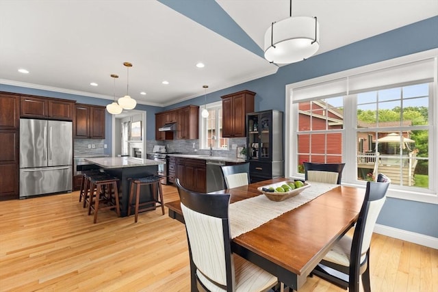 6 Jacoby Way, Seekonk, MA 02771 - dining space featuring healthy amount of natural light, light wood-style floors, recessed lighting, and ornamental molding