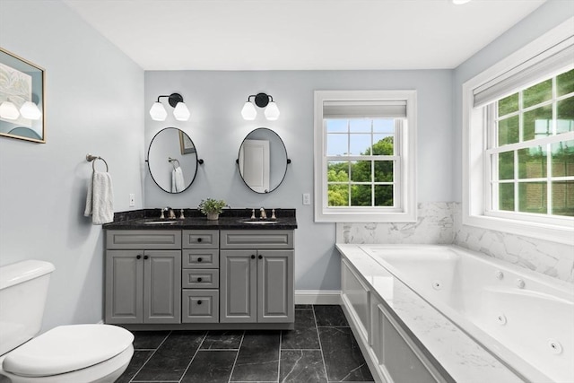 6 Jacoby Way, Seekonk, MA 02771 - full bath with double vanity, a whirlpool tub, and marble look tiles