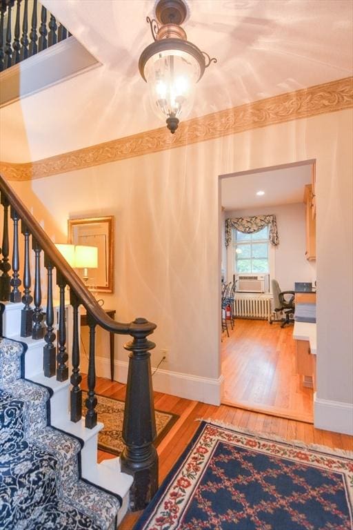 37 Pemberton Rd, Wayland, MA 01778 - stairway with hardwood / wood-style flooring and baseboards