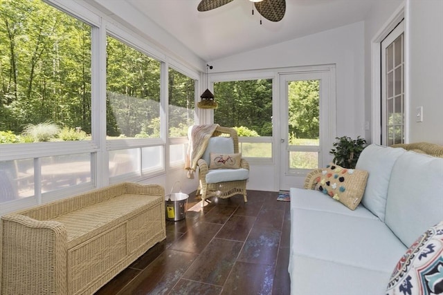 60 Daniel Shays Hwy, Pelham, MA 01002 - sunroom with a ceiling fan and vaulted ceiling