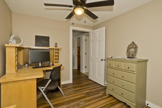 60 Daniel Shays Hwy, Pelham, MA 01002 - home office with dark wood finished floors and a ceiling fan