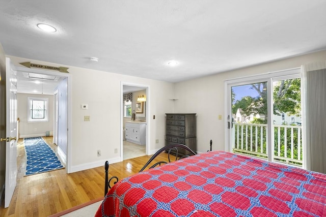 28 Chestnut St, Falmouth, MA 02536 - bedroom featuring wood finished floors, attic access, access to outside, ensuite bath, and recessed lighting