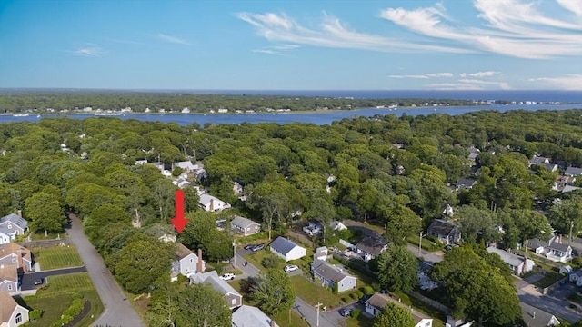 28 Chestnut St, Falmouth, MA 02536 - aerial view of property and surrounding area featuring a large body of water and nearby suburban area