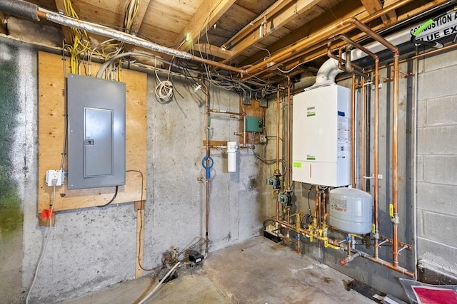 28 Chestnut St, Falmouth, MA 02536 - utility room featuring water heater and electric panel