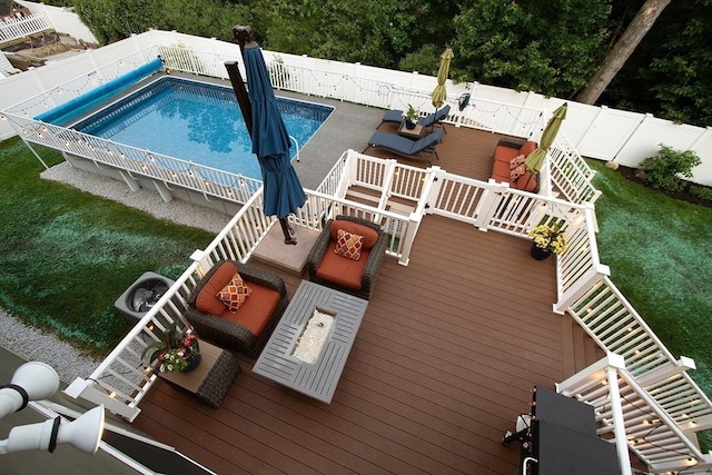 32 Gilman Rd, Billerica, MA 01862 - view of swimming pool with a deck, a fenced backyard, and outdoor lounge area