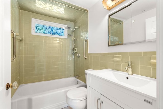 31 Whitman Ave, Melrose, MA 02176 - full bath featuring vanity, shower / bath combination, toilet, and tile walls