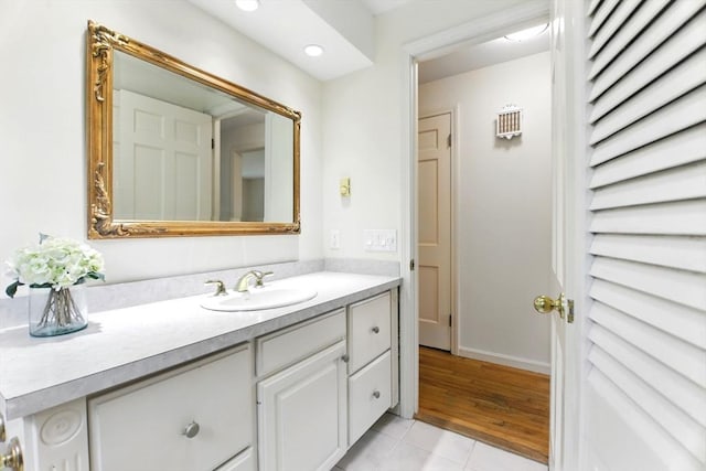 14 Provin Mountain Dr, Agawam, MA 01030 - bathroom featuring vanity, tile patterned flooring, and recessed lighting