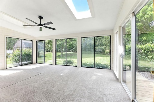 14 Provin Mountain Dr, Agawam, MA 01030 - unfurnished sunroom featuring carpet, lofted ceiling, and a skylight