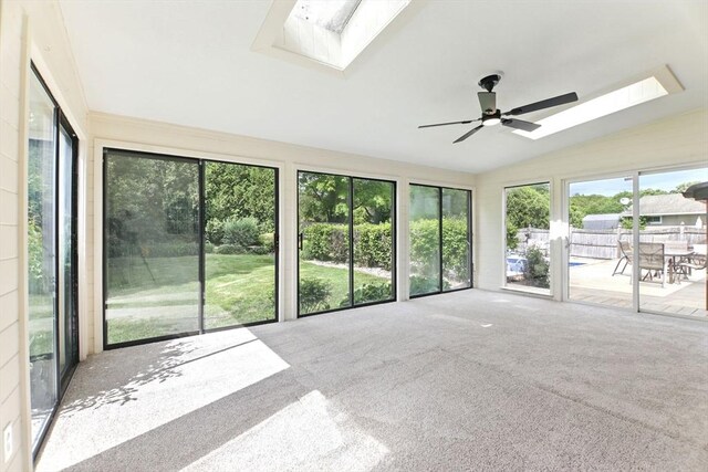 14 Provin Mountain Dr, Agawam, MA 01030 - unfurnished sunroom featuring a skylight, healthy amount of natural light, carpet flooring, and lofted ceiling