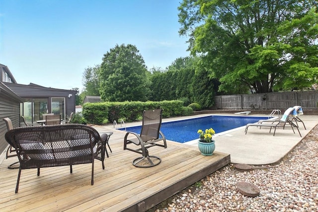 14 Provin Mountain Dr, Agawam, MA 01030 - view of pool featuring a wooden deck, a fenced backyard, a patio area, and a diving board