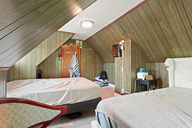 66 Adams St, Revere, MA 02151 - carpeted bedroom with vaulted ceiling and wood walls