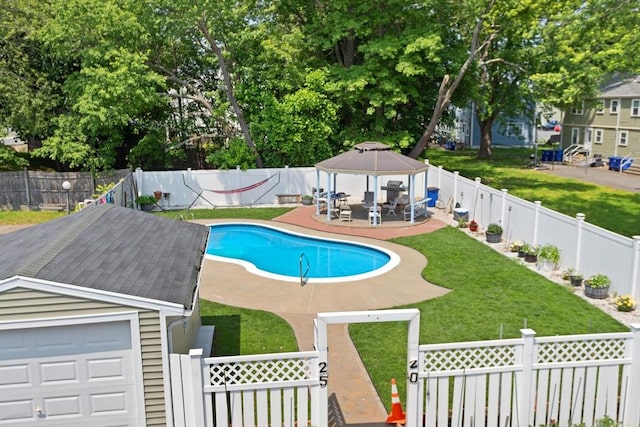 66 Adams St, Revere, MA 02151 - view of pool featuring a gazebo, a fenced backyard, and a patio area