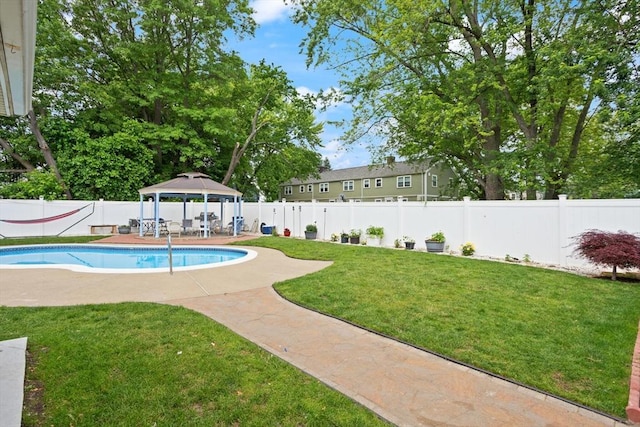 66 Adams St, Revere, MA 02151 - view of pool with a gazebo, a fenced backyard, and a patio