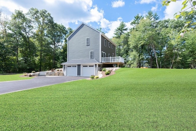 142 Tispaquin St, Middleboro, MA 02346 - view of property exterior with driveway, an attached garage, a lawn, and view of wooded area