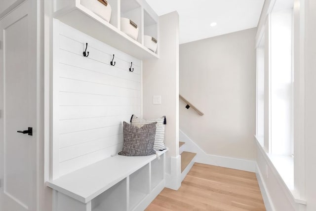 mudroom featuring hardwood / wood-style flooring