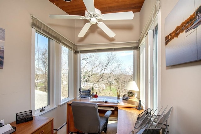 79 Myles View Dr, Duxbury, MA 02332 - office featuring ceiling fan and wood ceiling