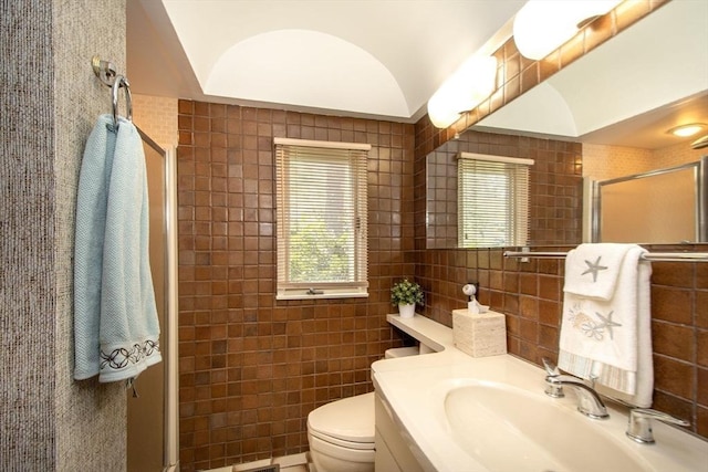 79 Myles View Dr, Duxbury, MA 02332 - bathroom featuring tile walls, a stall shower, and vanity
