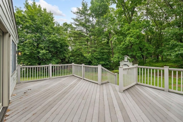 103 Central St, Newbury, MA 01922 - wooden deck featuring view of wooded area