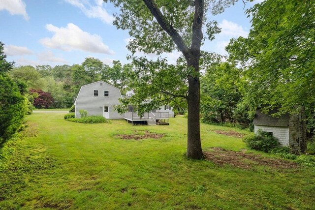 103 Central St, Newbury, MA 01922 - view of green lawn featuring a wooden deck