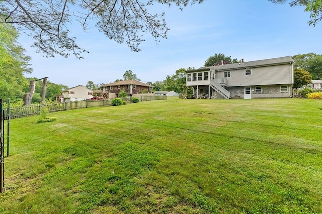 114 Cypress Dr, Swansea, MA 02777 - view of yard with stairs and a deck
