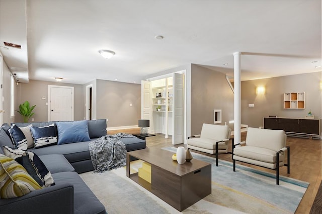 living room featuring light hardwood / wood-style flooring