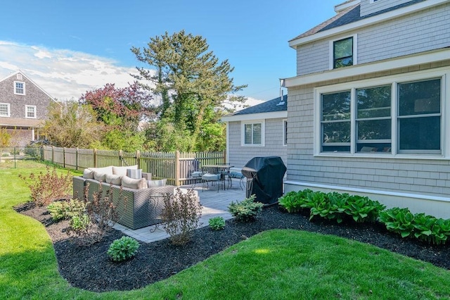 view of patio / terrace with grilling area and an outdoor living space