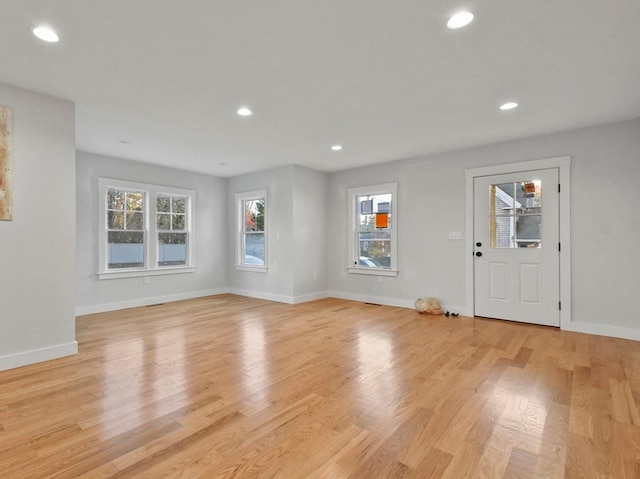 entrance foyer with light hardwood / wood-style floors and a wealth of natural light