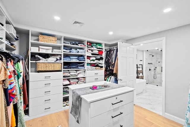 spacious closet with light wood-type flooring