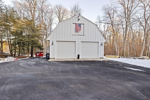 view of snow covered garage