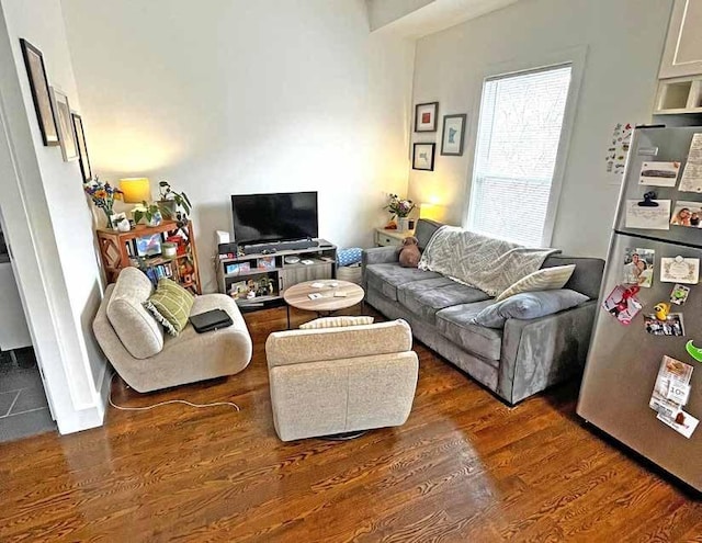 living area with wood finished floors
